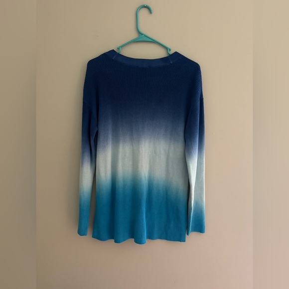 TALBOTS GIRLFRIEND OMBRÉ CARDIGAN - DIP DYE
size S BLUE WHITE - Picture 4 of 4